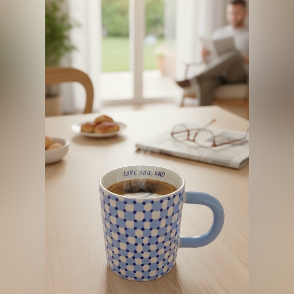 Room Essentials “Love You, Dad” Mug Blue Gingham Plaid Target | Dads Birthday
